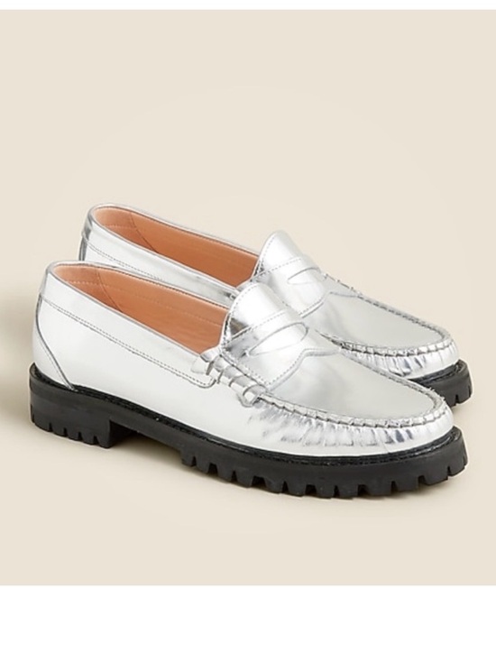 Shoes - J.Crew Winona Penny Loafers In Metallic Leather